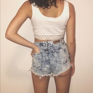 Gigi Star Faded Wash High Waisted Shorts 26 11